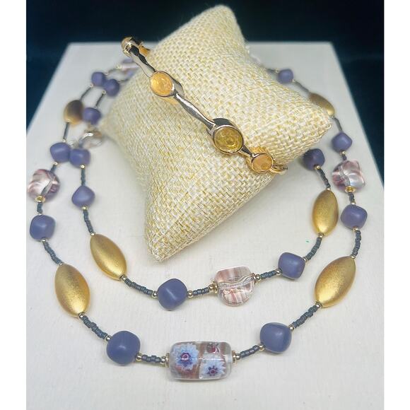 Vintage necklace set, vintage jewelry set, vintage necklace, glass necklace - Picture 2 of 3